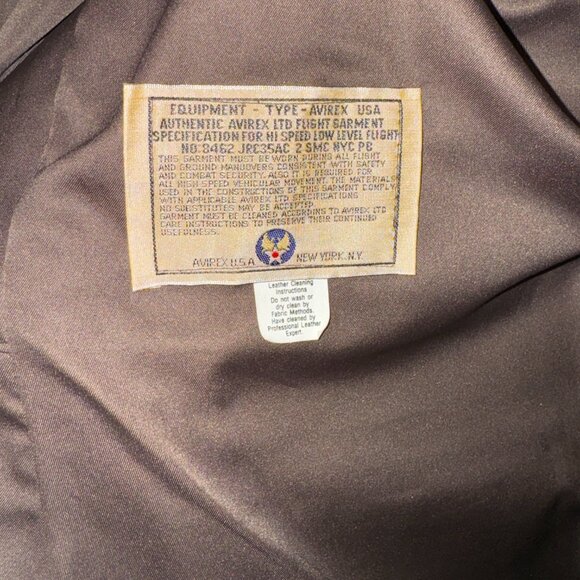 Men's XL Avirex The Cockpit Brown Leather Field Jacket Flight Bomber USA Made - Picture 5 of 8